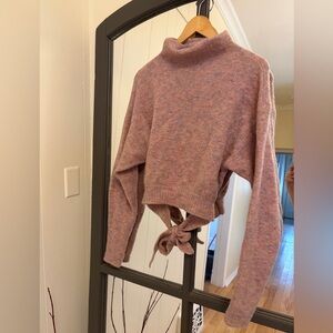 Wilfred Dusty Pink Tie-Back Mock Neck Sweater Wool Blend